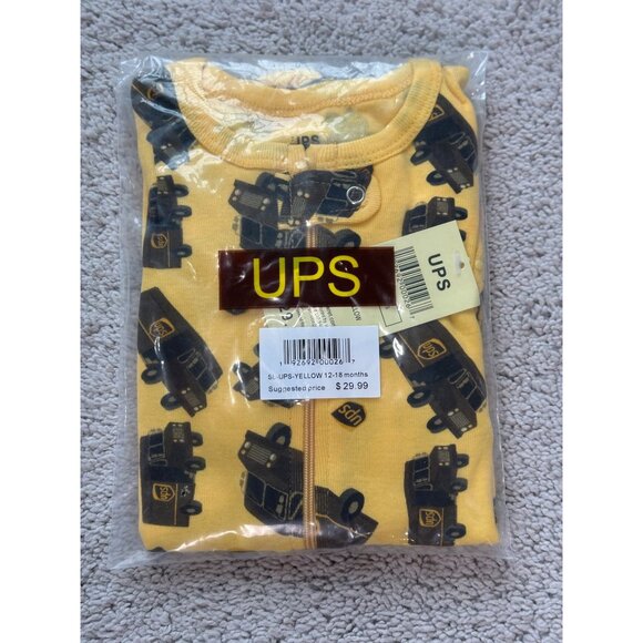 UPS New Yellow Infant Footed Sleeper Pajamas 12-18 Months Cotton Blend - Picture 6 of 7